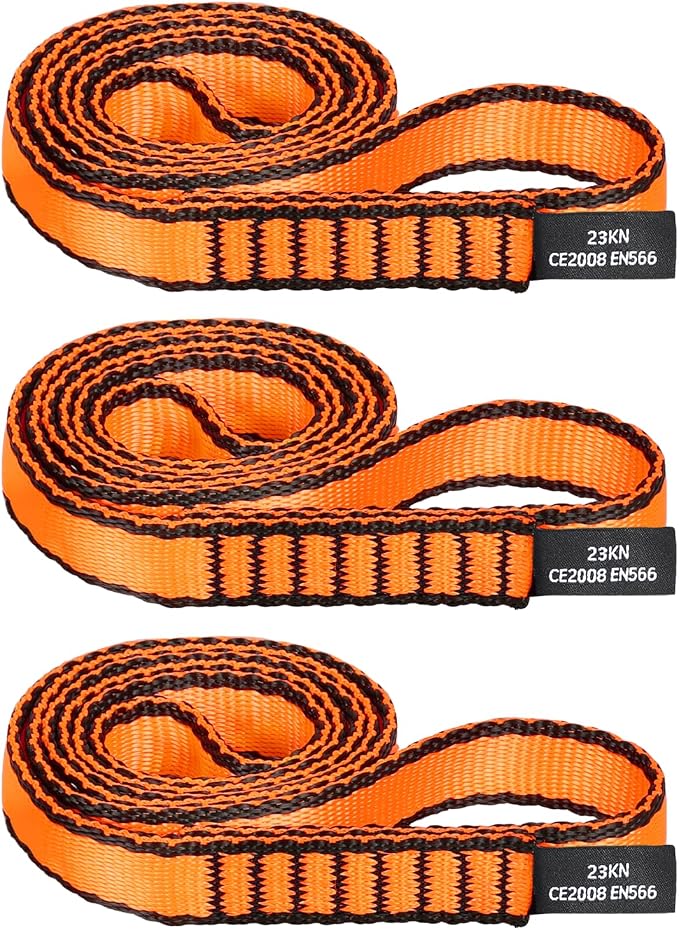 18MM Nylon Climbing Sling Runner - 23KN CE2008/EN566 Certified Outdoor Climbing Webbing for Rock Climbing, Rappelling, Mountaineering, Swing Gear, Outdoor Adventures & Emergency Anchoring