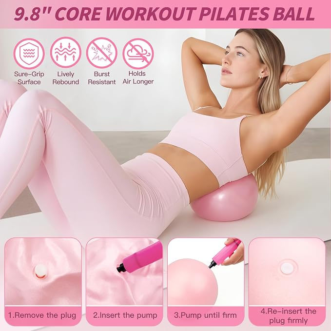 NANATI Pilates Kit, Home Pilates Workout Kit for Women, Pilates Equipment with 14.5" Pilates Ring and Ball, Resistance Bands, Dumbbells & Grip Socks for Home Workouts