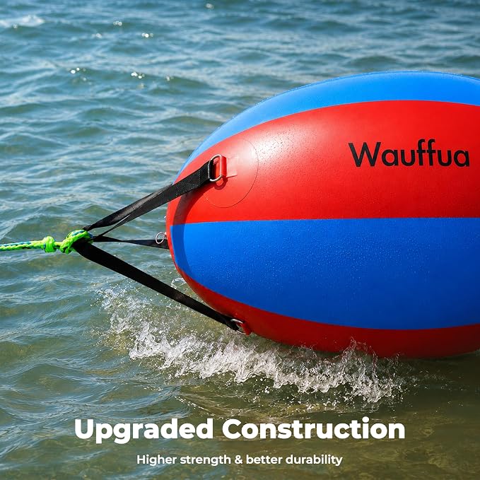 Towable Tube Rope Booster Ball, Tow Rope for Boat Tubing, 2 x 60 ft Rope for Lift and Visibility with 4100lb Break Strength for Boating, Water Sports