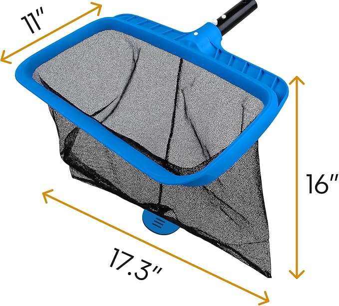12 FT Telescopic Pool Pole & Heavy-Duty Deep Mesh Pool Skimmer Net Bundle – Adjustable Aluminum Pole with Fine Mesh Leaf Rake for Swimming Pools & Ponds