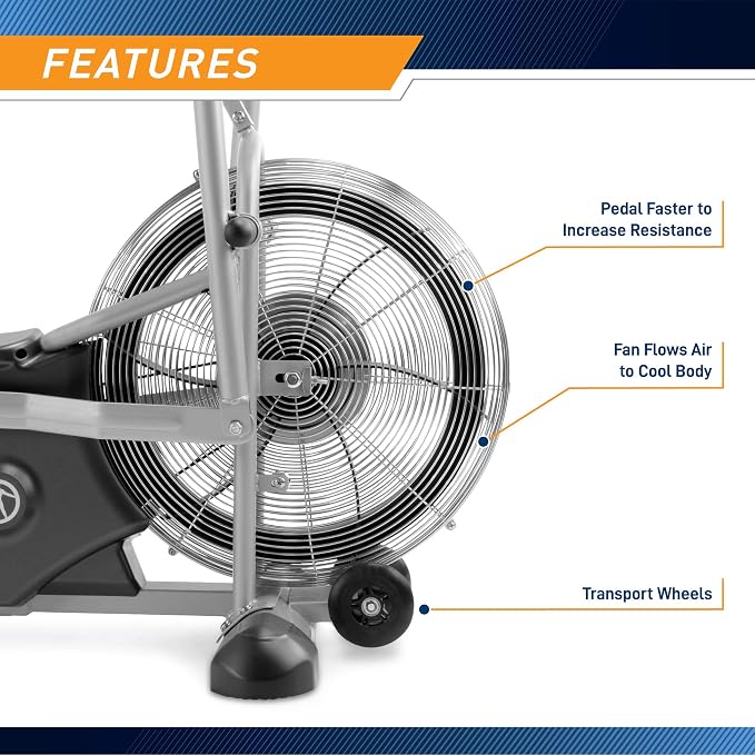 Marcy Air-Resistance Exercise Fan Bike With Dual Action Handlebars