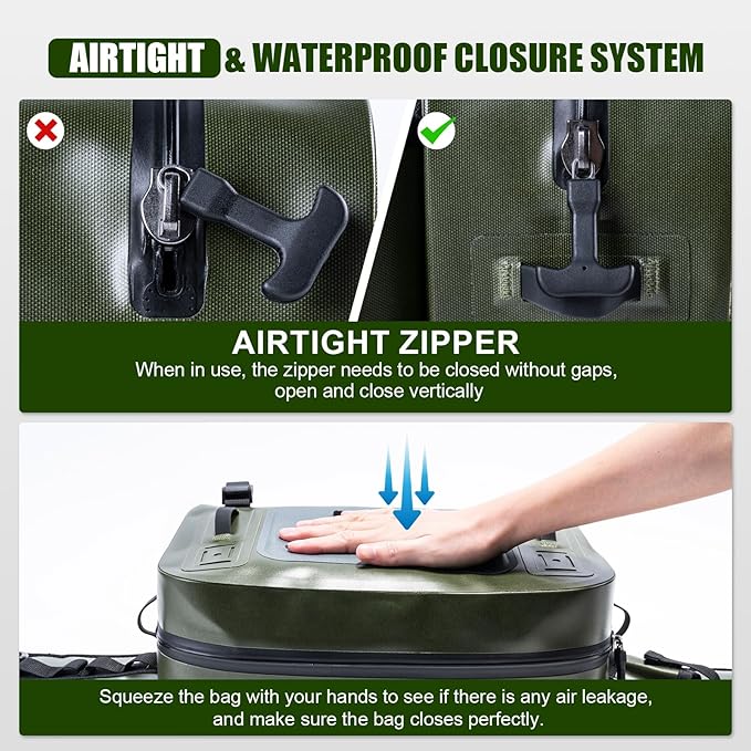 Goture Waterproof Fishing Waist Pack, IPX8 840D TPU Large Tackle Bag with Rod Holder, Airtight Zipper Closure, Fly Fishing Bag with Adjustable Waist Strap, Sling Fanny Pack with 16pcs Popper Flies