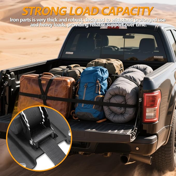 Hifybaty 2PCS Retractable Tie Down Straps for 2015-2025 Ford F150, Retractable Ratchet Straps 10 Ft Self Retracting Tie Down with Boxlink Plates Mounted Brackets Bed Mount Heavy Duty Bolt on