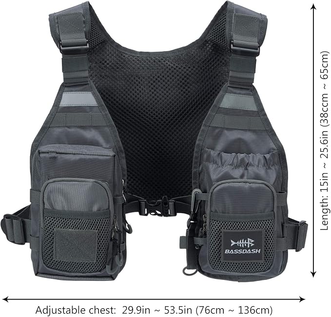 BASSDASH FV08 Ultra Lightweight Fly Fishing Vest for Men and Women Portable Chest Pack