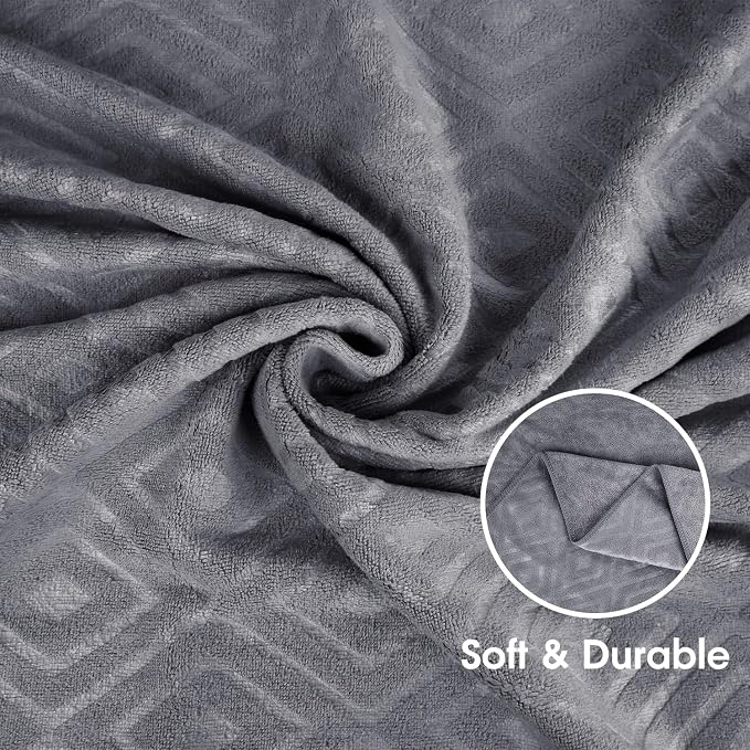 JML Towels, Pack of 4 Extra Large Bath Towel (30" x 60") - Absorbent Microfiber Bathroom Towels for Body, Adult, Hair, Yoga, Swimming, Grey Diamond Embossed
