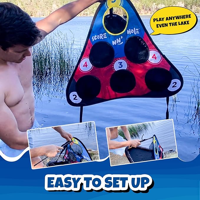 TOSS & ROLL NN' Hole - Portable Cornhole Game for Water or Land | for All Ages
