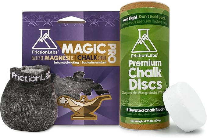 Friction Labs Bundle - Includes 2.2 oz Magic Pro Chalk Ball + 5 Individual Gym Chalk Discs - Ideal for Rock Climbing, Bouldering, Weightlifting, Gymnastics, and Indoor or Outdoor Training