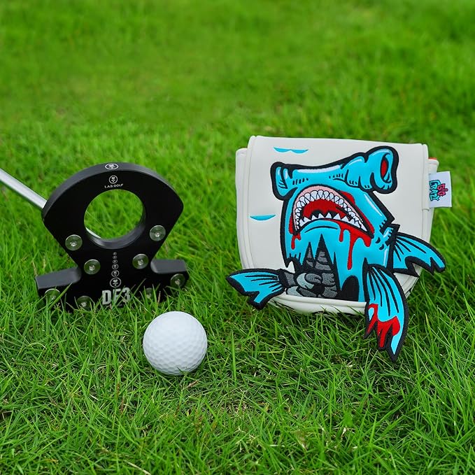 Big Crazy Golf Head Covers, Golf Club Covers Funny, Driver Headcovers, Golf Club Covers, Fairway Woods Head Covers, Hybrids Headcover, Putter Cover with Soft Lining for Golf Gift Hammerhead Sharks