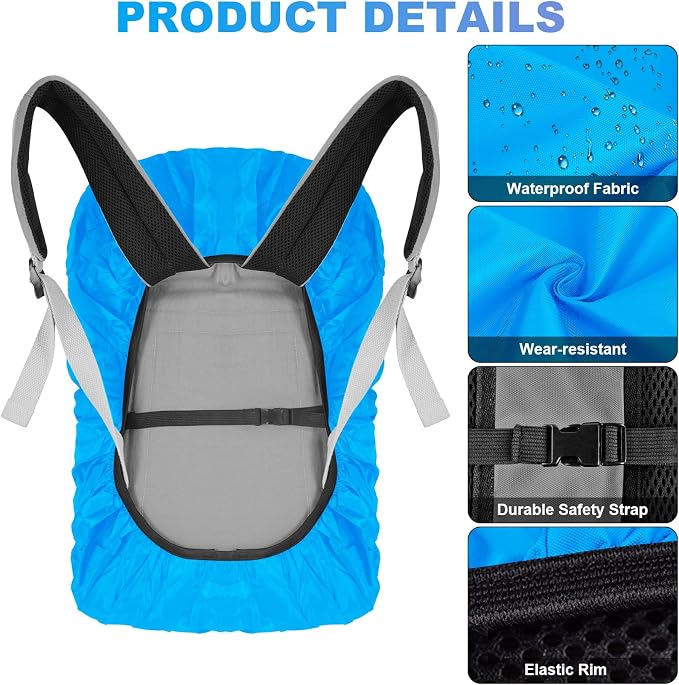 LAMA 2 Pack Waterproof Rain Cover for Backpack, Reflective Rucksack Rain Cover for Anti-Dust/Anti-Theft/Bicycling/Hiking/Camping/Traveling, S Size (for 18L-25L Backpack), 1 Pcs Black + 1 Pcs Blue
