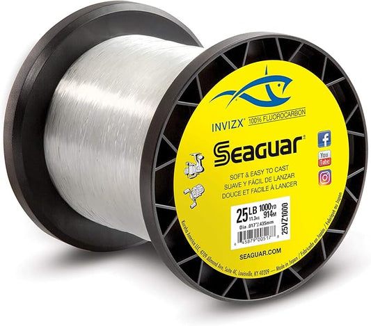 Seaguar InvizX Multi-Species Fishing Line for Casting, Live Bait, Freshwater, 100% Fluorocarbon, Clear, Multiple Sizes