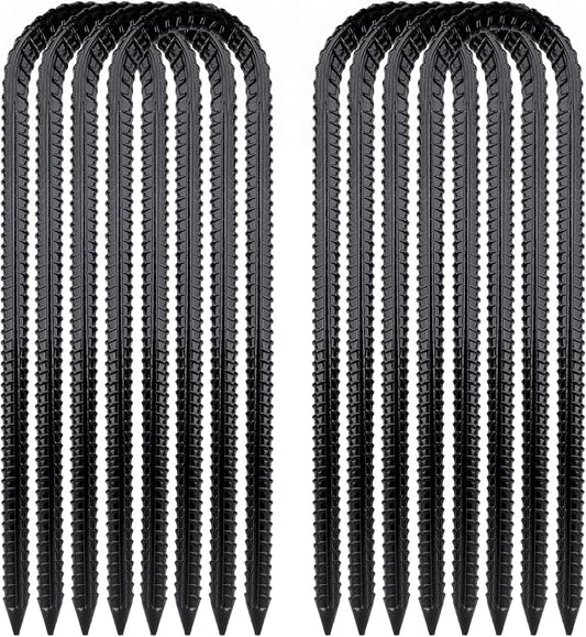 Garden Stakes Galvanized Steel, 12IN U Hook Ground Anchors Heavy Duty Rebar Stakes for Outdoor Decorations, Tent, Fencing and Landscape 8 Pack