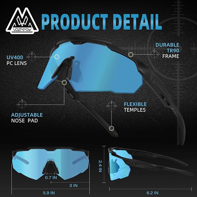 Shooting Glasses Anti Fog with High Definition Lenses, ANSI Z87+ Certified Tactical Safety Glasses for Men Women