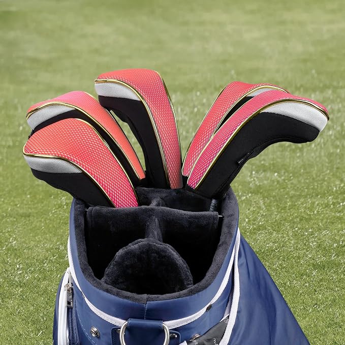 Andux 4Pcs/Set Gold Golf Hybrids Club Head Covers with Dial No. Tag MT/HY12
