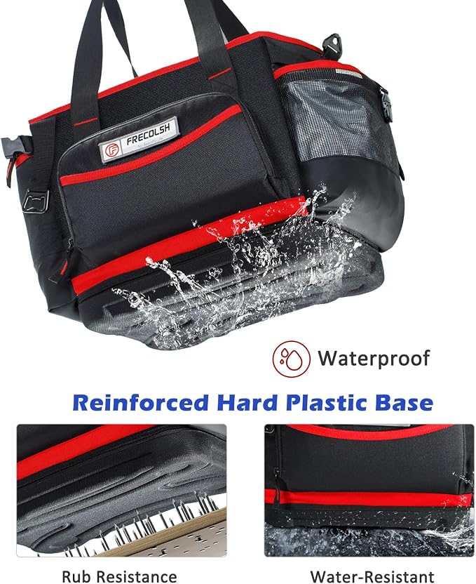 Large BBQ Organizer with Molded Hard Base, Compatible with Blackstone Outdoor Utensil Bag for Camping, Picnic & Tailgating, Portable Cooking Accessories Tote, Gift for Men