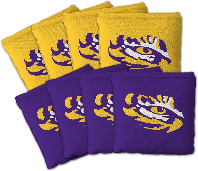YouTheFan Officially-Licensed NCAA Set of 8 Cornhole Bags - All Weather Dual Sided Slide & Stop - Regulation Size with Carry case