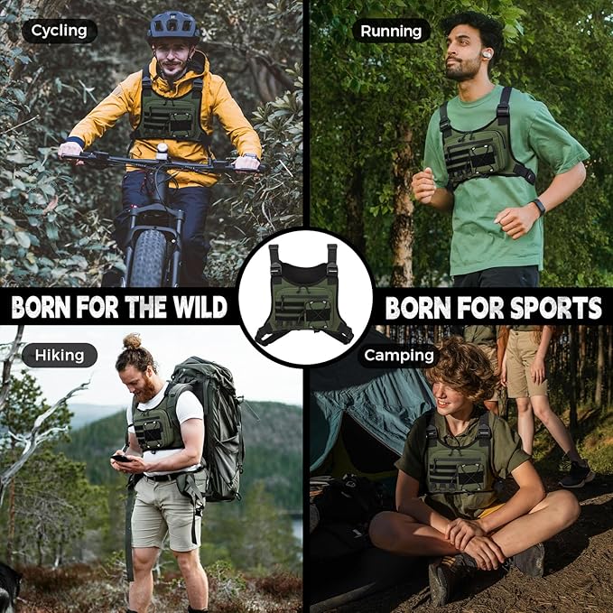 koculemi Outdoor Sports Chest Bag for Men, Chest Vest Holster Fits Most Pistols, EDC Travel Chest Pack for Running, Hiking