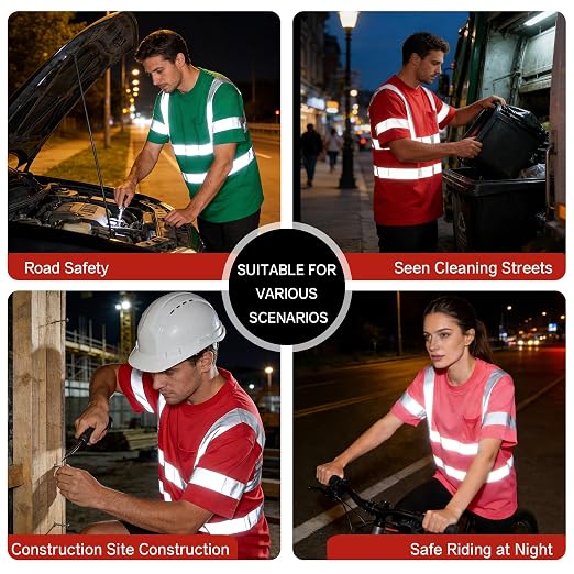 sesafety Safety Reflective Shirtst, Class 2 High Visibility Shirts for Men Construction Work Mesh Short Sleeve Green 2XL