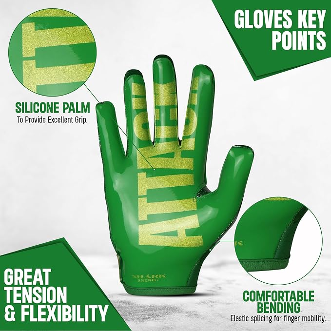 Non-Slip Tacky Football Gloves Ball Feel Sensation, Football Receiver Gloves in Youth, Adult, and Kid Sizes, Ultra Sticky Silicone Strong Palm Grip