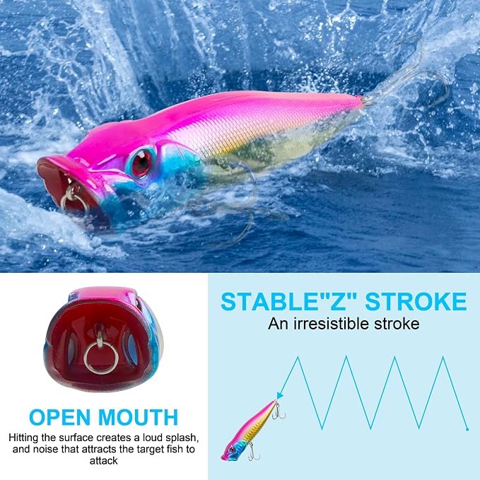 Fishing Lures Kit Crankbait Minnow Hard Bait Set Deep Diving Jerkbait Swimbait Popper Pencil Walleye Lures Artificial Fishing Bait for Bass Trout Redfish Saltwater Freshwater Fishing Lure