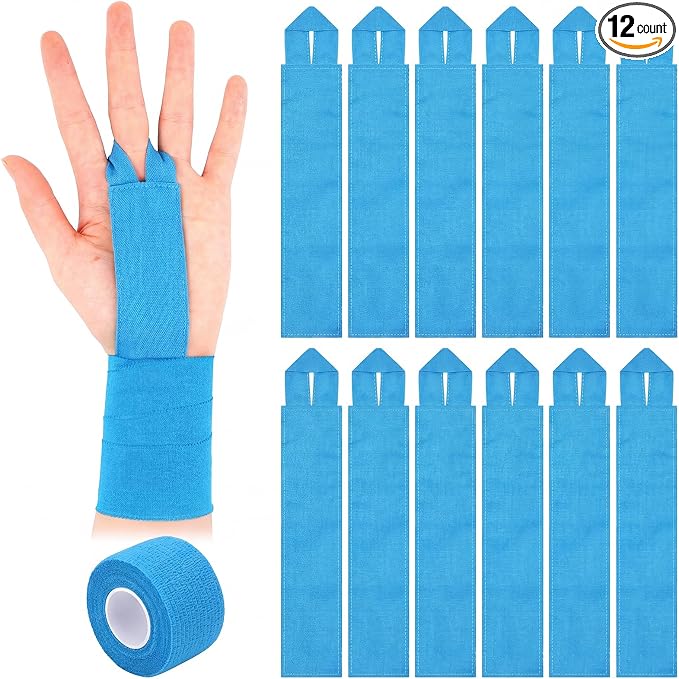 12 Pcs Gymnastics Tape Grips and 1 Roll Athletic Tape for Gymnastics Bars Reusable Athletic Grips Strong Support Wrist Ankle Knee Guards Protector Sport Training Accessories