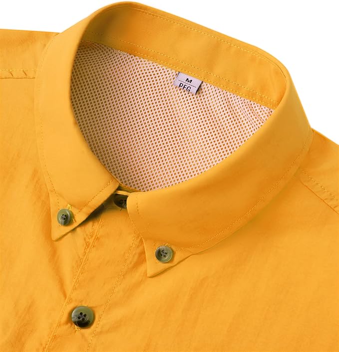 Alimens & Gentle Short Sleeve Fishing Shirt Wicking Fabric Sun Protection Casual Button Down Shirts
