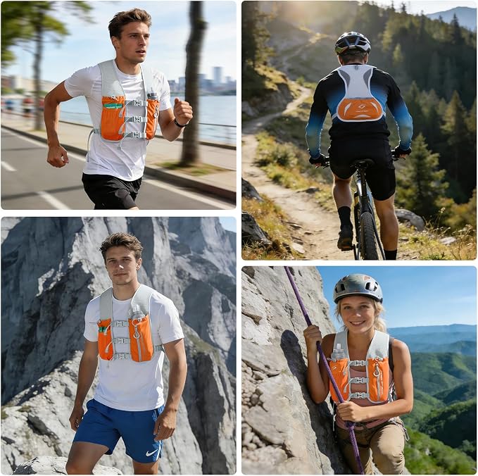 Maelstrom Running Vest,500ml Soft Flask Hydration Pack for Trail Marathon | BPA-Free Flask, Breathable Mesh, Bounce-Free Fit, Adjustable Compression, Reflective, Multi-Pockets, For Cycling, Hiking