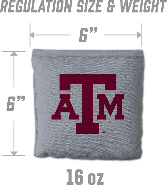YouTheFan Officially-Licensed NCAA Set of 8 Cornhole Bags - All Weather Dual Sided Slide & Stop - Regulation Size with Carry case