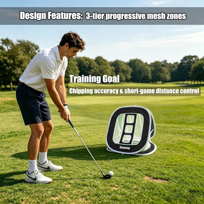 3-in-1 Pop Up Golf Chipping Net – Precision & Distance Trainer, Easy Indoor/Outdoor Setup – Ideal Gift