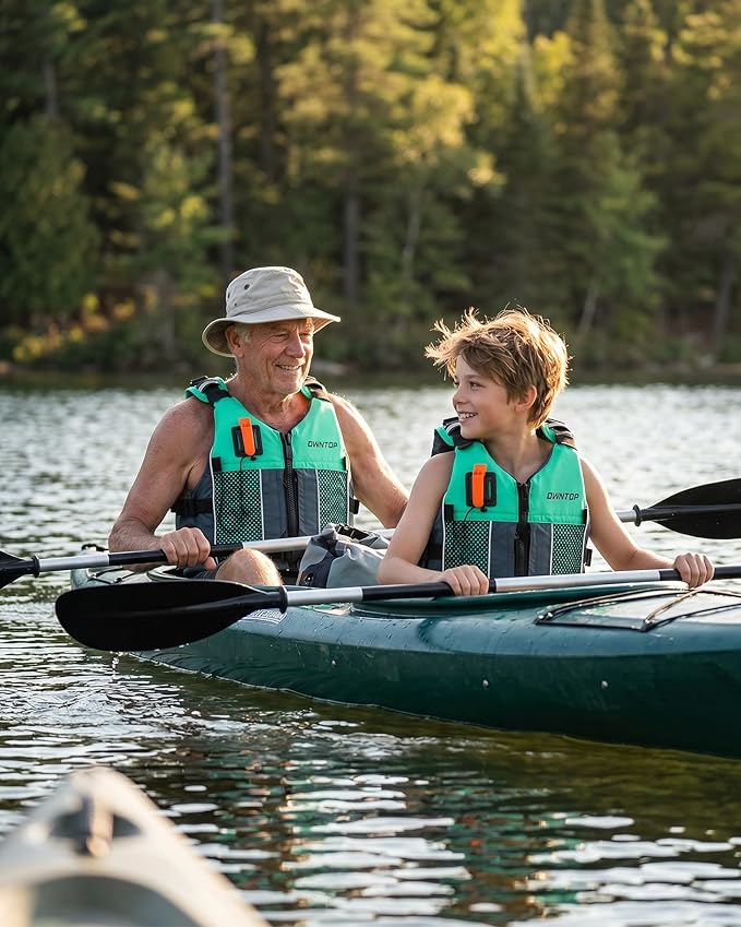 Owntop Swim Jacket Adult Youth | Hydration Pack | Dual Mesh Pockets | Attached Whistle | Ultra-Thin for Freer Movement | Kayak, Boating, Fishing, All Watersports