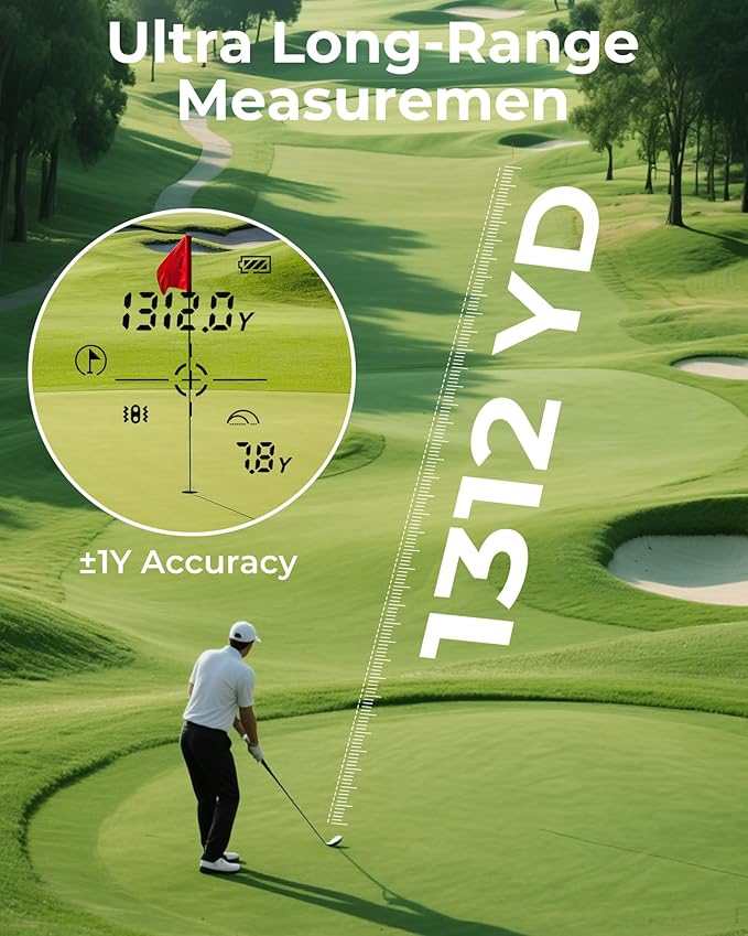 Golf Rangefinder with Slope, CIGMAN 1312 Yards Range Finder Golf, External Color Display, Flag Lock Vibration, 6X Magnification, Rechargeable Laser Range Finder with Magnetic, Ideal