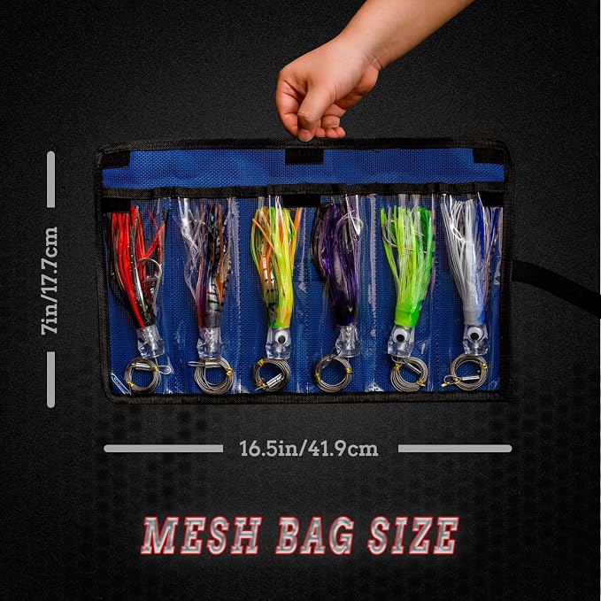 Narcissus 6PCS Trolling Lures Kit Saltwater – 6.5inch Offshore Big Game Fishing Lures,Pre-Rigged Lure with Mesh Storage Bag for Tuna, Marlin, Mahi, Wahoo