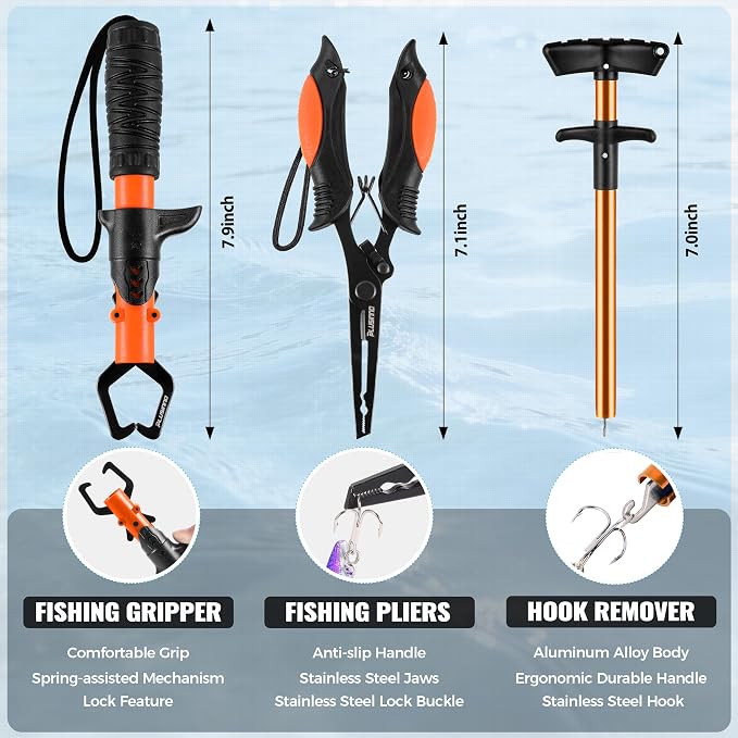 PLUSINNO Fishing Gear,Fsihing Backpack with Floating Fishing Net,Tackle Boxes,Waterproof Fishing Tackle Bag,Fishing Gifts for Men