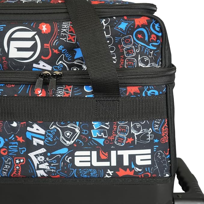 ELITE Basic Bowling Bag Double (2) Ball Roller with Rolling Wheels