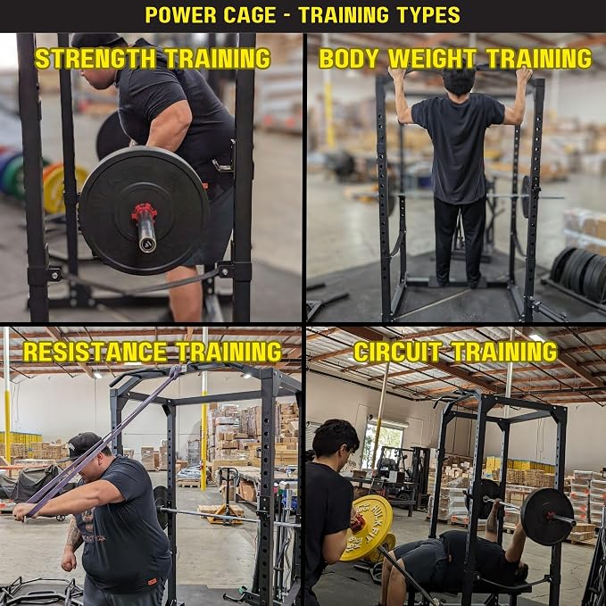 HulkFit Multi-Functional Adjustable Pro Series Power Rack Power Cage Exercise Equipment for Home Gym with Squat Rack Attachments and Accessories - Bench Press, Squats, and Deadlifts - Multicolor