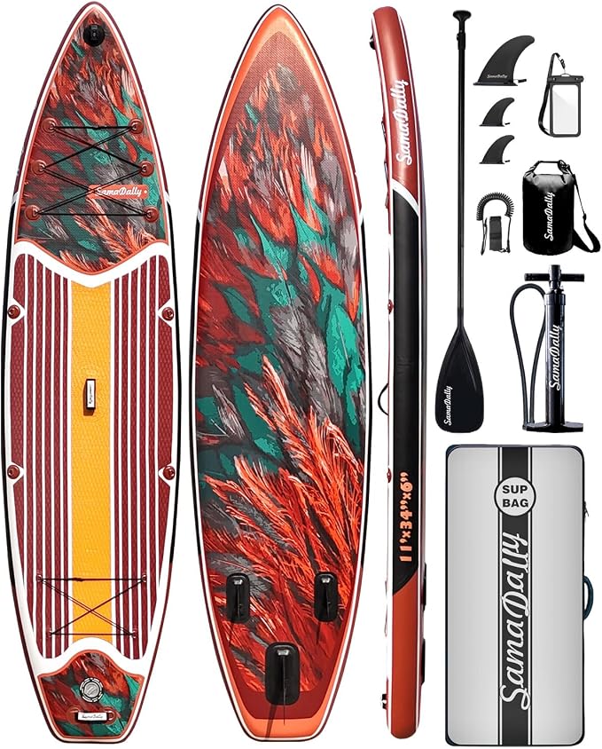 Inflatable Stand Up Paddle Board - Ultra Stable Wide Paddle Boards of All Skill Levels, Full-Color Gradient Design, Anti-Slip EVA Deck with Premium Accessories
