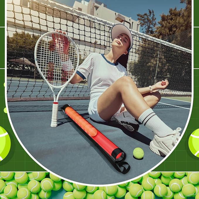 Lenwen 2 Pack Tennis Ball Tube Pickup, Fits 15 Tennis Ball with Shoulder Strap, Lightweight Collector Holder Picker Grabber Retriever Tube Carrier for Players, Coaches & Instructors