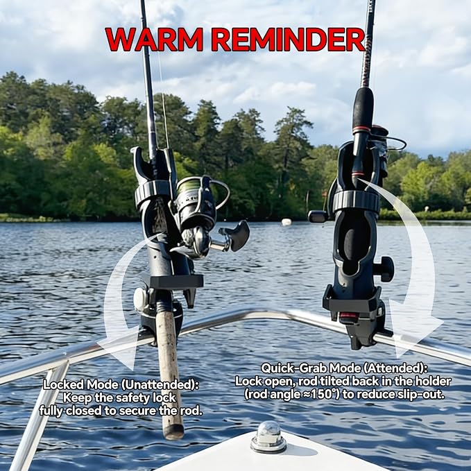HITORHIKE Fishing Rod Holder Universal Fit Kit Allows for 360-degree Adjustment Kayak Fishing Boat Powerlock Rod Holder