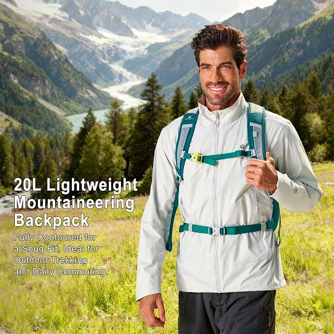 N NEVO RHINO 20L Hiking Internal Frame Backpack for Men Women, Small Travel Backpack Waterproof Backpack with Rain Cover