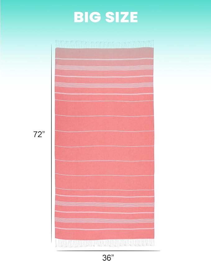 2 Packs Cotton Turkish Beach Towels Swim Towel Compact Oversized Sand Free Quick Dry Thin Luxury Best Organic Linen Toallas De Playa Travel Essentials Camping Blanket Hot Tub Spa Accessories