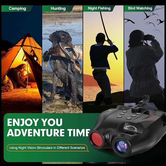 Night Vision Goggles Head Mounted for Adults,984FT Rechargeable Infrared Digital Binoculars,5X Digital Zoom, Hands Free Night-Vision Goggles with 32GB TF Card, Photo & Video Capture,Head Strap