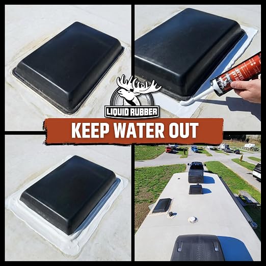 Liquid Rubber RV Lap Sealant, Self-Leveling Roof Sealant for RV Vents, Skylights, AC Units & Roof Seams, Waterproof, White, 1 Pack