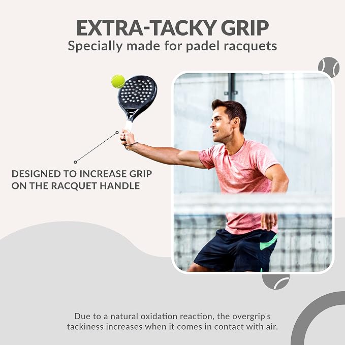 Palbea Padel Racket Grip Tape - Packs of 3/6/12/22/60. Padel Tennis Racket Grip Tape - Padel Tennis Grips Overgrip for Sweat Absorption & Non-Slip. Also Suitable as Tennis Racquet Grip Wrap Tape.