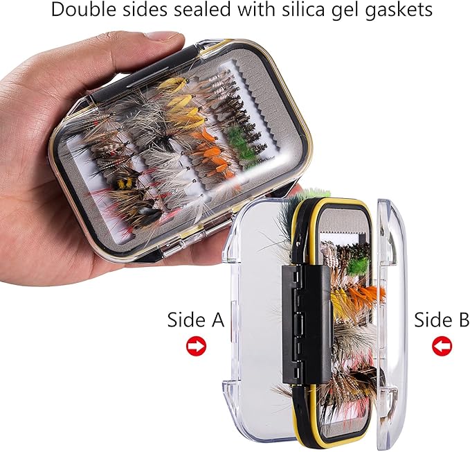 BASSDASH Fly Fishing Flies Kit Fly Assortment Trout Bass Fishing with Fly Box with Dry/Wet Flies, Nymphs, Streamers, Popper