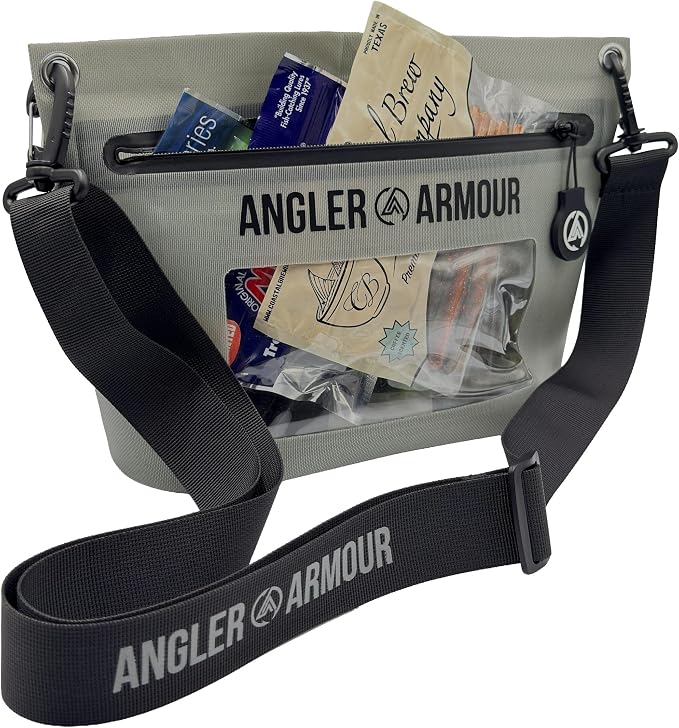 Angler Armour Waterproof Fishing Dry Bag, Fully Submersible Fishing Dry Bags, Heavy Duty Waterproof Gear Storage for Wade Fishing, Kayak, Boat, Jet Ski, Beach & Watersports (Grey, Medium (4L))