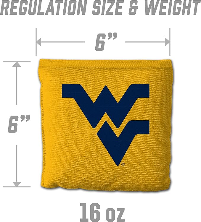 YouTheFan Officially-Licensed NCAA Set of 8 Cornhole Bags - All Weather Dual Sided Slide & Stop - Regulation Size with Carry case