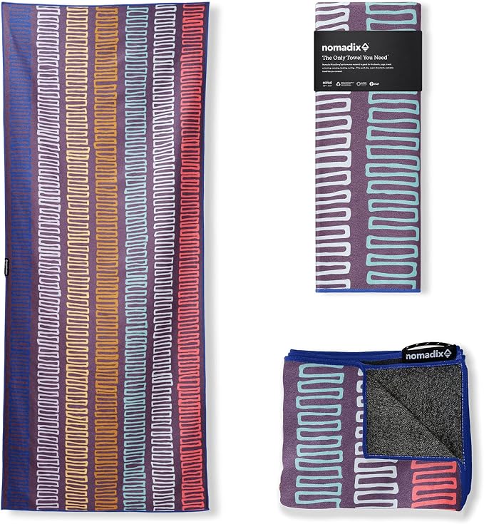 Nomadix Original Towel - Perfect for Beach, Pool, Travel, Camping, Yoga - Made with Recycled Materials - Super Absorbent - Sand Resistant - Switchback Multi - 72.5x30