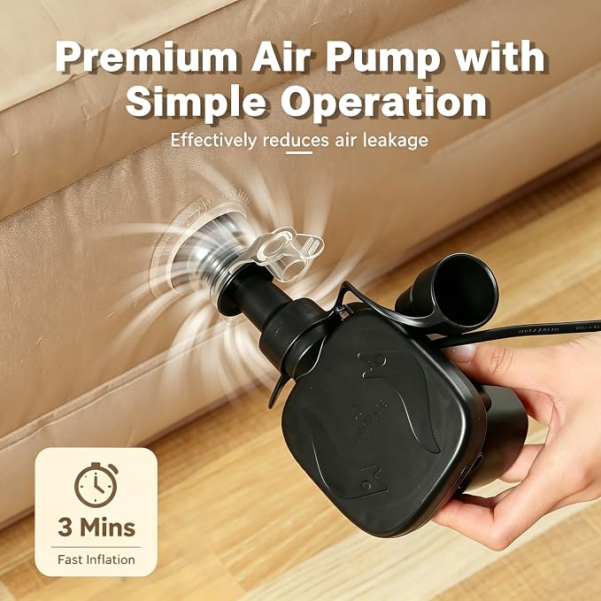 Queen Air Mattress with Fast Inflation Pump, Queen Air Mattress - Leak-Free & Odorless Inflatable Bed for Travel and Guests, Supports up to 650 lbs - Ideal for Camping and Home, 16" Height