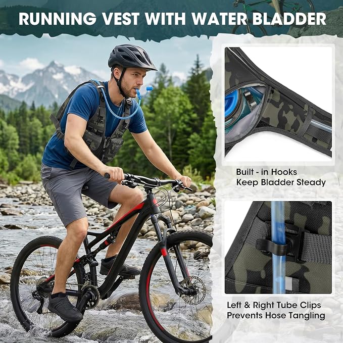 RAINSMORE Hydration Backpack with 2L Water Bladder, Lightweight Running Vest for Men Women, Adjustable Water Chest Pack for Hiking, Cycling, Marathon