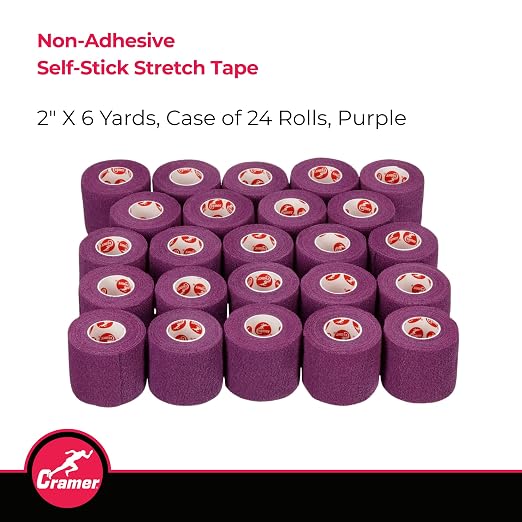 Cramer Eco-Flex Self-Stick Stretch Tape, Cohesive Tape, Flexible Elastic Sports Tape, Athletic Training Supplies, Easy Tear Self-Adherent Bandage Wrap, Bulk Cases, 6 Yard Rolls, Compression Tape