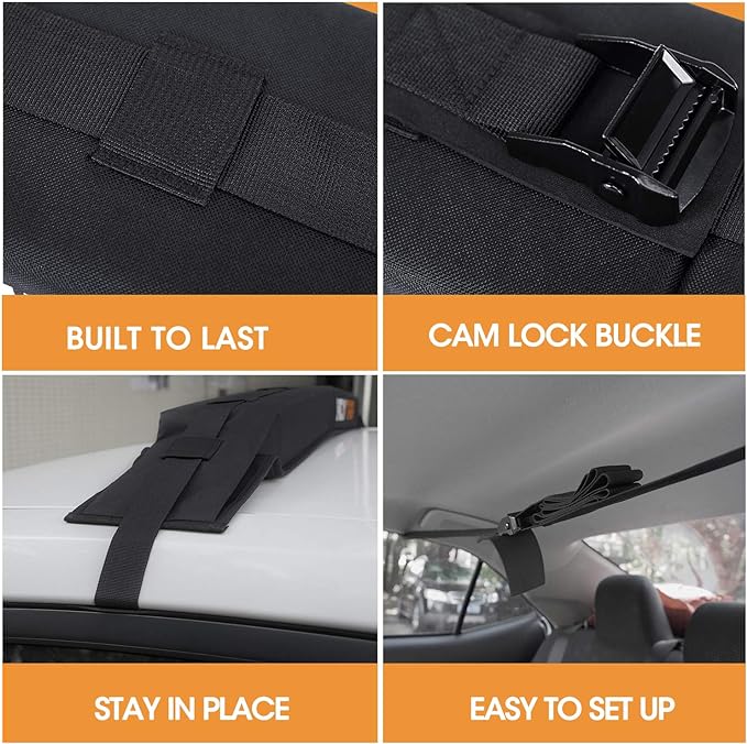 HEYTRIP Universal Soft Roof Rack Pads for Kayak/Surfboard/SUP/Canoe with 15FT Tie-Down Straps and Storage Bag